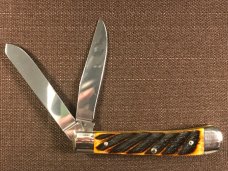 Boker Tree Brand Solingen Trapper w/ Washboard Brown Bone Handles NIB