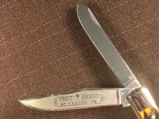 Boker Tree Brand Solingen Trapper w/ Washboard Brown Bone Handles NIB