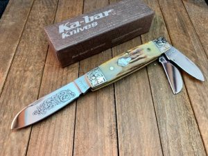 Kabar Boxcar Whittler Sambar Stag Dog’s Head Sheild  KS