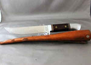 WESTERN USA W36 Hunting Knife with Non-Original Leather Sheath, 1979, Very Nice Knife, Free Shipping