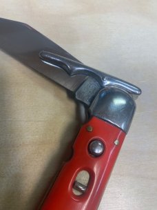 Schrade Walden Automatic Smooth Red Celluloid Handles Schrade Walden Automatic Smooth Red Celluloid Handles