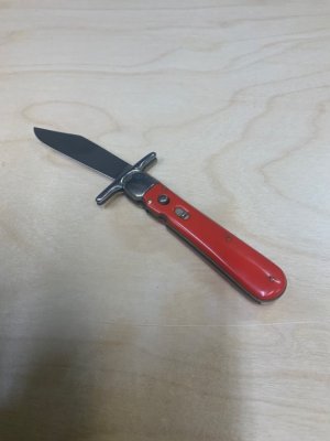Schrade Walden Automatic Smooth Red Celluloid Handles