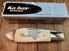 Kabar Teardrop Jack Scrimshaw of WW1 Dogfight KS Kabar Teardrop Jack Scrimshaw of WW1 Dogfight KS