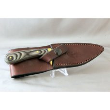 FIXED BLADE Hunting Knife by Unknown Maker, OAL is 7 5/8th inches, Micarta, Original Leather Sheath FIXED BLADE Hunting Knife by Unknown Maker, OAL is 7 5/8th inches, Micarta, Original Leather Sheath