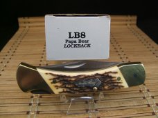 SCHRADE U.S.A. UNCLE HENRY LB8 PAPA BEAR LARGE MINT NEW OLD STOCK LOCK BACK POCKET KNIFE & SHEATH