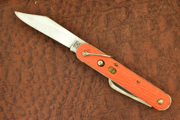 VINTAGE SCHRADE WALDEN 1950-1972 ORANGE PARATROOPERS SWITCH BLADE KNIFE (10100)