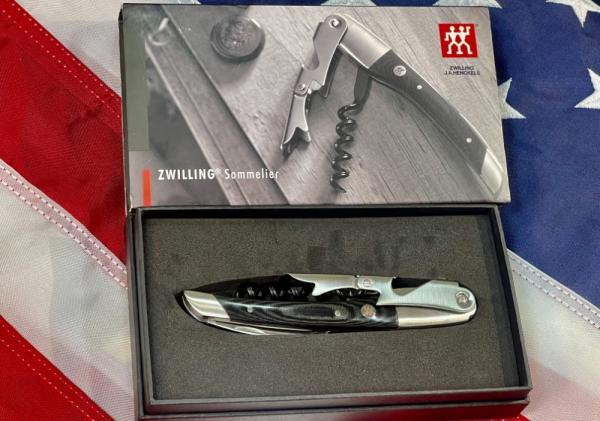 J A Henckels Bartender/Server knife w/ Bottle Opener +Fruit Peeler +Corkscrew & Grey Micrata Handles