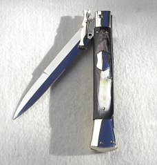 A.G.A. CAMPOLIN ITALY 33cm -13" ( BATWING ) BRAZILIAN HORN NICKEL SILVER BOLSTERS SWINGUARD W'/POUCH