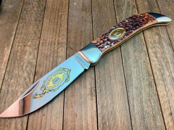 Kabar Grizzly Clasp Knife Brown Jigged Bone Handles 1989 Kabar Grizzly Clasp Knife Brown Jigged Bone Handles 1989