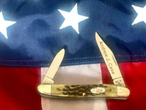 Case xx 1988 G62087 Knife w/ Great Green Jigged Bone Handles +Andrew Case Blade Etch -NOS