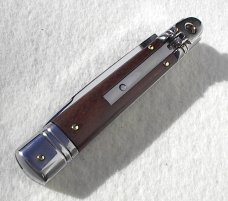 NEW AKC 8" SLIM LEVER LOCK SWEDGE BLADE, GENUINE SANTOS MAHOGANY WOOD - MANIAGO ITALY