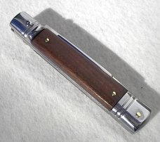 NEW AKC 8" SLIM LEVER LOCK SWEDGE BLADE, GENUINE SANTOS MAHOGANY WOOD - MANIAGO ITALY
