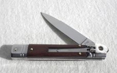 NEW AKC 8" SLIM LEVER LOCK SWEDGE BLADE, GENUINE SANTOS MAHOGANY WOOD - MANIAGO ITALY