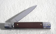 NEW AKC 8" SLIM LEVER LOCK SWEDGE BLADE, GENUINE SANTOS MAHOGANY WOOD - MANIAGO ITALY