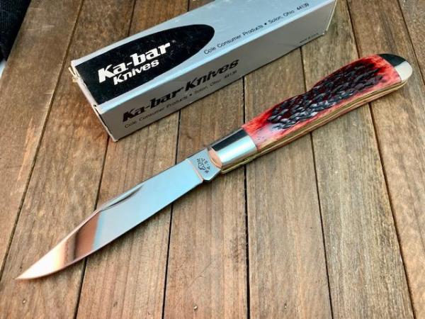 Kabar Lockback Trapper Jigged Red Bone. KS Kabar Lockback Trapper Jigged Red Bone. KS