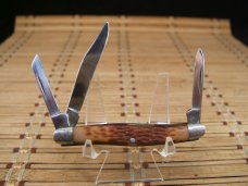 KABAR 1071 USA 1980'S VINTAGE TRIPLE BLADE STOCKMAN  HIGH CARBON STEEL FOLDING UNUSED POCKET KNIFE