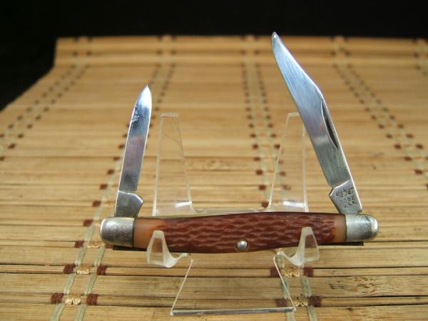 KABAR 1052  U.S.A. MADE 1080'S VINTAGE UNUSED SMALL DOUBLE BLADE CARBON STEEL FOLDING POCKET KNIFE