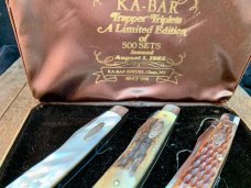 Kabar Limited Edition Trapper Triplets Pearl, Stag, Bone 1982. KS Kabar Limited Edition Trapper Triplets Pearl, Stag, Bone 1982. KS