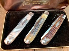 Kabar Limited Edition Trapper Triplets Pearl, Stag, Bone 1982. KS Kabar Limited Edition Trapper Triplets Pearl, Stag, Bone 1982. KS