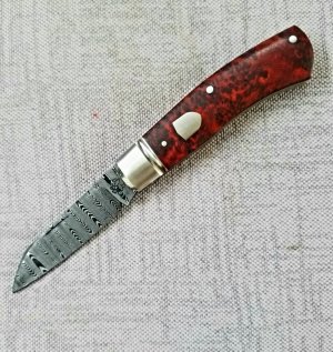 Pablo Castellani Native...Ladder Damascus and Amboyna Burl...4" ..integral fluted & doved bolsters 
