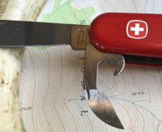 Wenger Delemont Traveler red Swiss Army Knife (retired) later slotted, serrated Scissor, Used Wenger Delemont Traveler red Swiss Army Knife (retired) later slotted, serrated Scissor, Used