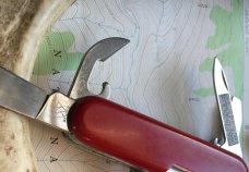 Wenger Delemont Traveler red Swiss Army Knife (retired) later slotted, serrated Scissor, Used Wenger Delemont Traveler red Swiss Army Knife (retired) later slotted, serrated Scissor, Used