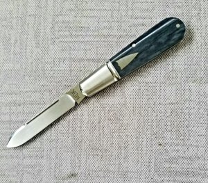 Michael du Plessis Giraffe bone Barlow..3.75".N690.white liners.spacers..fluted bolsters.coa/pouch 