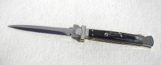 NOS A.G.A. CAMPOLIN 11" MALTESE BRAZILIAN HORN STILETTO NICKEL SILVER BOLSTERS,  LEATHER POUCH