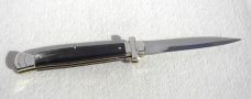 NOS A.G.A. CAMPOLIN 11" MALTESE BRAZILIAN HORN STILETTO NICKEL SILVER BOLSTERS,  LEATHER POUCH