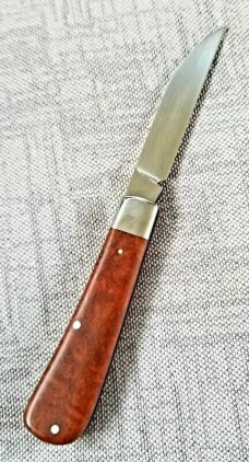 Michael du Pleesis Swayback Knife,3.75"closed.. Camel Thorn Burl and N690,coa & slip,Bose design Michael du Pleesis Swayback Knife,3.75"closed.. Camel Thorn Burl and N690,coa & slip,Bose design