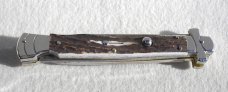 NOS A.G.A. CAMPOLIN 11" MALTESE GENUINE STAG STILETTO NICKEL SILVER BOLSTERS - LEATHER POUCH