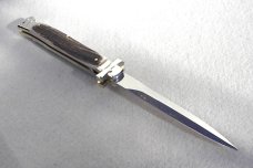 NOS A.G.A. CAMPOLIN 11" MALTESE GENUINE STAG STILETTO NICKEL SILVER BOLSTERS - LEATHER POUCH