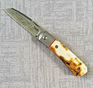Enrique Pena Mammoth ivory Apache Front Flipper,Damasteel, 2021X Series,3 7/8",Recover Jerry Valdez 