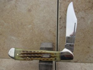 Case Mini Copperlock    Olive Green Jigged Bone Lockback 