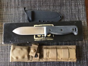 Ontario SK-5 black bird with original sheath and custom kydex sheath 