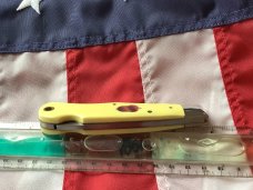 A G Russell 2004 Model. Mountain Man Knife w/ Yellow Derlin Handles - NOS in Orig Box A G Russell 2004 Model. Mountain Man Knife w/ Yellow Derlin Handles - NOS in Orig Box