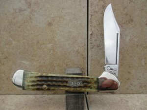 Case XX Full Sized Copperlock  Pocketworn Jigged Green Bone Lockback 