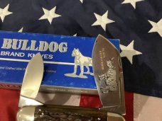 1995 Bulldog Brand HAND MADE Elephant Toe w/ African Black Rhinoceros Blade Etch +Bone Handles -NOS 1995 Bulldog Brand HAND MADE Elephant Toe w/ African Black Rhinoceros Blade Etch +Bone Handles -NOS
