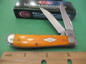 Case XX 2009 Smooth Persimmon Orange Bone Mini Trapper Wharncliff  Pattern # 6207W SS