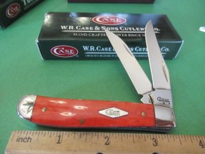 Case XX 2008 Smooth Red Bone Wharncliff Blade Mini Trapper Pattern # 6207W SS