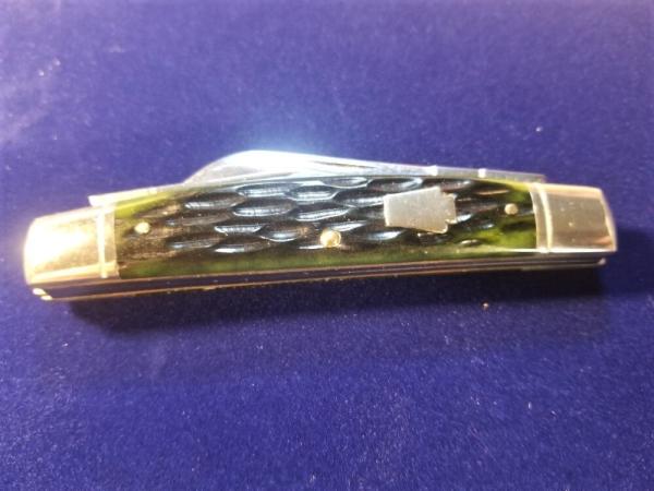 SCHATT MORGAN LARGE WHITTLER GREEN JIGGED BONE KNIFE