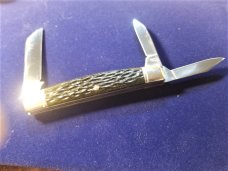 SCHATT MORGAN LARGE WHITTLER GREEN JIGGED BONE KNIFE