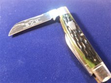 SCHATT MORGAN LARGE WHITTLER GREEN JIGGED BONE KNIFE