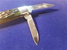 SCHATT MORGAN LARGE WHITTLER GREEN JIGGED BONE KNIFE