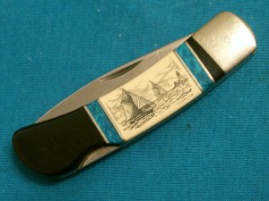 CAMILLUS USA SHIP MARINE SCRIMSHAW SANTA FE STONEWORKS USA LOCKBACK FOLDING POCKET KNIFE KNIVES