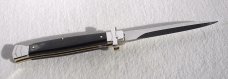 NOS A.G.A. CAMPOLIN 11" MALTESE BRAZILIAN HORN STILETTO NICKEL SILVER BOLSTERS,  LEATHER POUCH