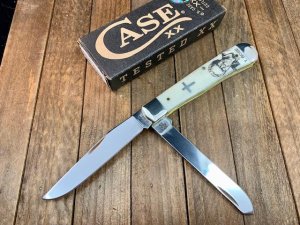 Case Trapper Smooth Natural Bone Tony Bose Commemorative Cross Shield