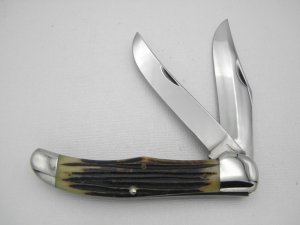 Queen Cutlery Co. #39 Two Blade Folding Hunter in Winterbottom Bone: 5 1/4” closed; 1958 - 1960