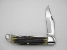 Queen Cutlery Co. #39 Two Blade Folding Hunter in Winterbottom Bone: 5 1/4” closed; 1958 - 1960 Queen Cutlery Co. #39 Two Blade Folding Hunter in Winterbottom Bone: 5 1/4” closed; 1958 - 1960