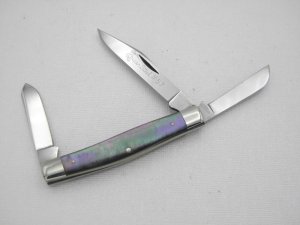 Queen Cutlery #57 Stockman in Rare Smoked Pearl:  3 1/4” closed, circa 1960s